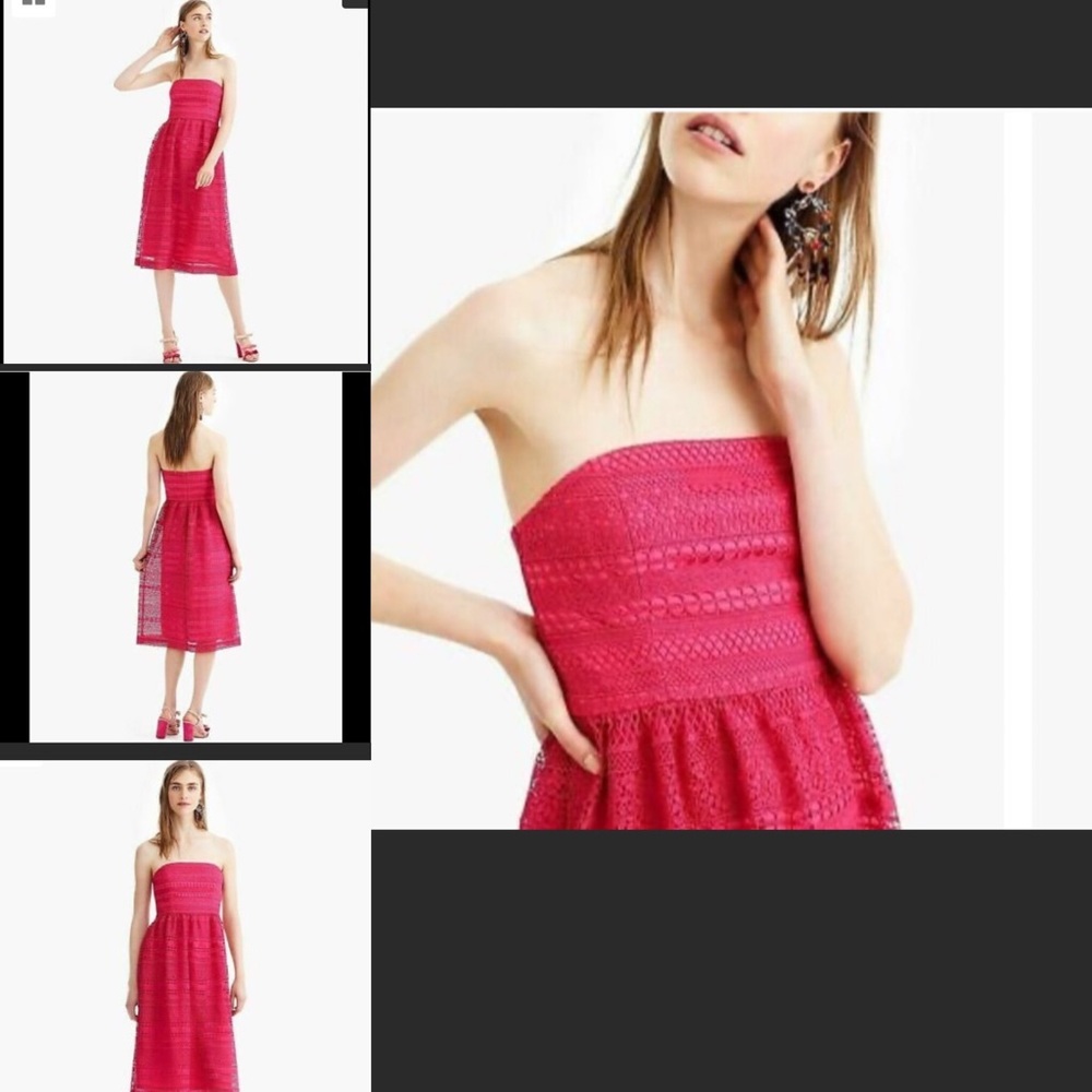 J.Crew Strapless Pink Dress In Mixed Lace
